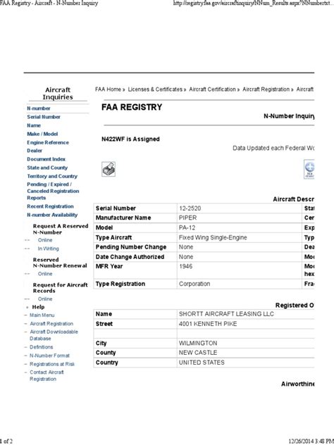 FAA REGISTRY N-Number Inquiry Results. . Faa n number search